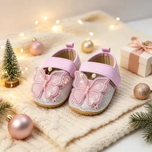 RVROVIC Baby Girl Moccasins Princess Sparkly Mary Jane Dresses Shoes Premium Lightweight Soft Sole Crib Shoes Toddler Shoes - 3