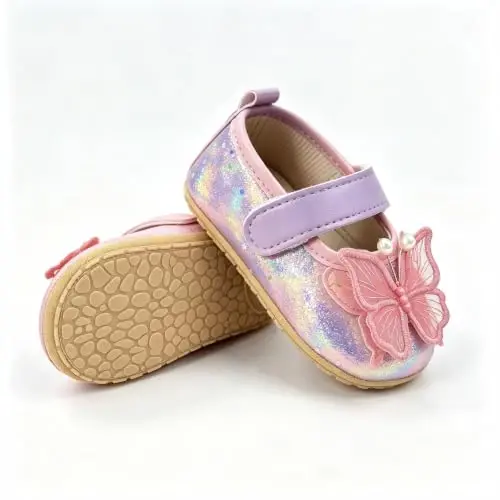 RVROVIC Baby Girl Moccasins Princess Sparkly Mary Jane Dresses Shoes Premium Lightweight Soft Sole Crib Shoes Toddler Shoes - 5