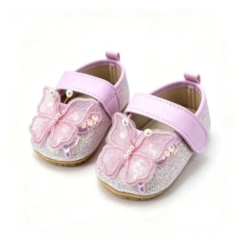 RVROVIC Baby Girl Moccasins Princess Sparkly Mary Jane Dresses Shoes Premium Lightweight Soft Sole Crib Shoes Toddler Shoes - 6