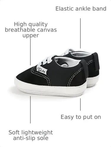 RVROVIC Baby Boys Girls Shoes Canvas Toddler Sneakers Anti-Slip Infant First Walkers 0-18 Months 
