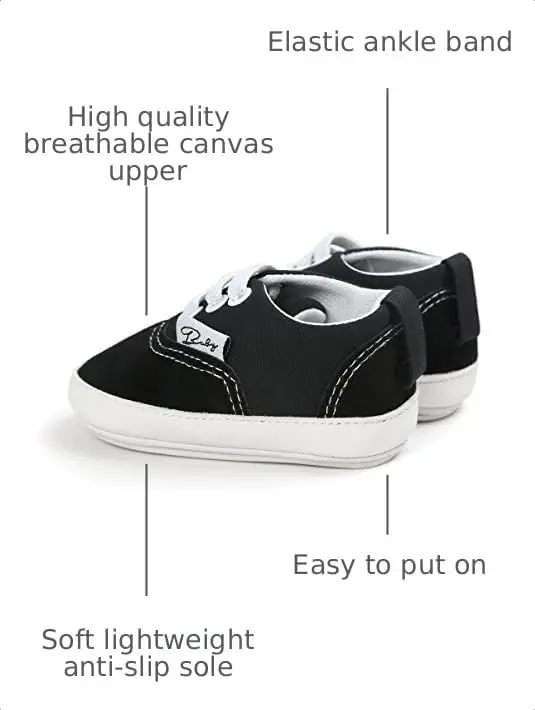 RVROVIC Baby Boys Girls Shoes Canvas Toddler Sneakers Anti-Slip Infant First Walkers 0-18 Months - 1