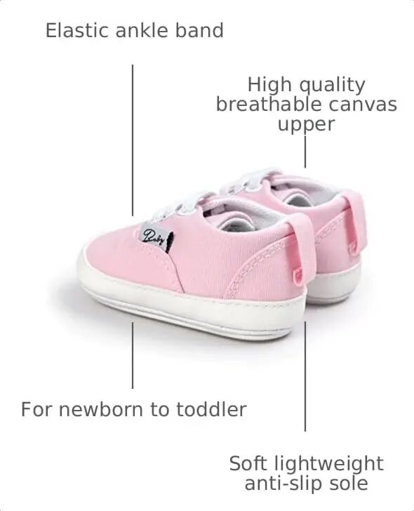 RVROVIC Baby Boys Girls Shoes Canvas Toddler Sneakers Anti-Slip Infant First Walkers 0-18 Months - RVROVIC