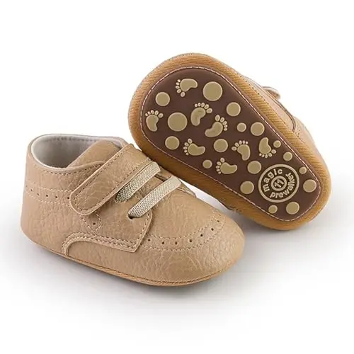 RVROVIC Baby Boys Girls Anti-Slip Sneakers Soft Ankle Boots Toddler First Walkers Newborn Crib Shoes - 1