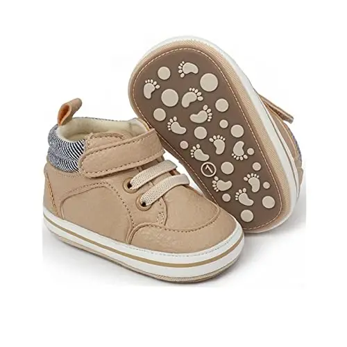 RVROVIC Baby Boys Girls Anti-Slip Sneakers Soft Ankle Boots Toddler First Walkers Newborn Crib Shoes 