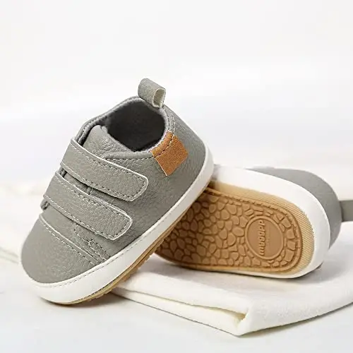 RVROVIC Baby Boys Girls Anti-Slip Sneakers Soft Ankle Boots Toddler First Walkers Newborn Crib Shoes - 4