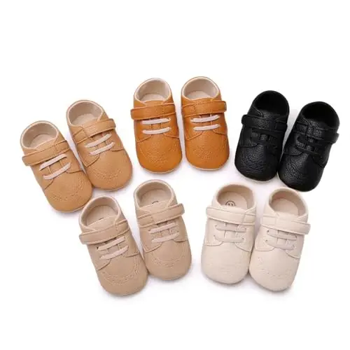 RVROVIC Baby Boys Girls Anti-Slip Sneakers Soft Ankle Boots Toddler First Walkers Newborn Crib Shoes - 6