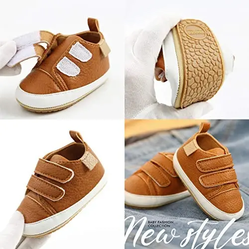 RVROVIC Baby Boys Girls Anti-Slip Sneakers Soft Ankle Boots Toddler First Walkers Newborn Crib Shoes - 4