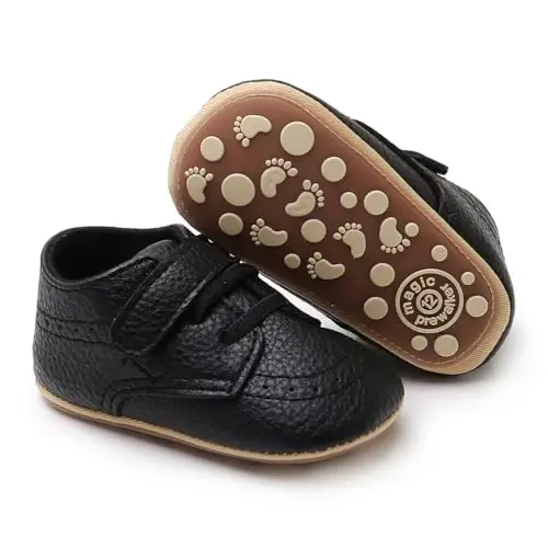 RVROVIC Baby Boys Girls Anti-Slip Sneakers Soft Ankle Boots Toddler First Walkers Newborn Crib Shoes - 1