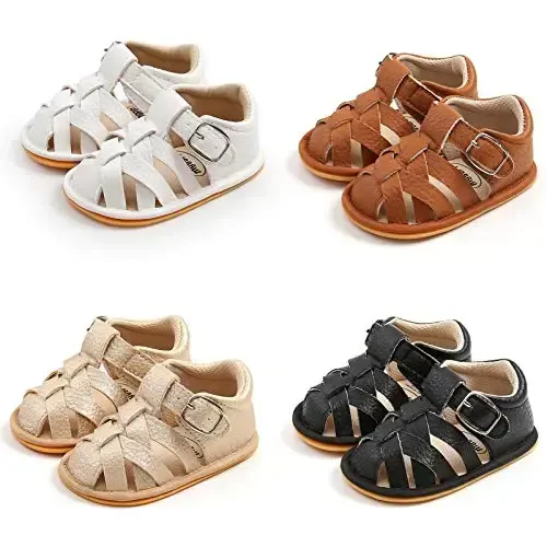 RVROVIC Baby Boys Girls Sandals Premium Infant Summer Outdoor Shoes PU Lightweight Soft Anti-Slip Sole Toddler Prewalker - 4