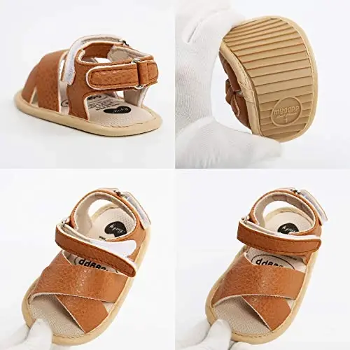 RVROVIC Baby Boys Girls Sandals Premium Infant Summer Outdoor Shoes PU Lightweight Soft Anti-Slip Sole Toddler Prewalker - 4