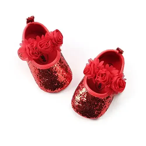 RVROVIC Baby Girl Moccasins Princess Sparkly Mary Jane Dresses Shoes Premium Lightweight Soft Sole Crib Shoes Toddler Shoes - 4