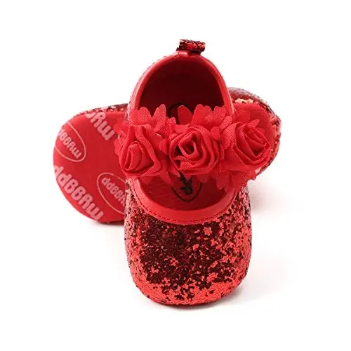 RVROVIC Baby Girl Moccasins Princess Sparkly Mary Jane Dresses Shoes Premium Lightweight Soft Sole Crib Shoes Toddler Shoes - 3