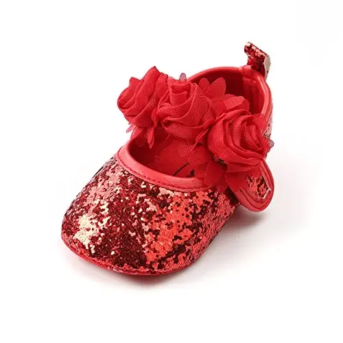 RVROVIC Baby Girl Moccasins Princess Sparkly Mary Jane Dresses Shoes Premium Lightweight Soft Sole Crib Shoes Toddler Shoes 