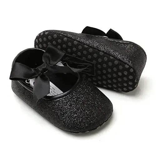 RVROVIC Baby Girl Moccasins Princess Sparkly Mary Jane Dresses Shoes Premium Lightweight Soft Sole Crib Shoes Toddler Shoes 