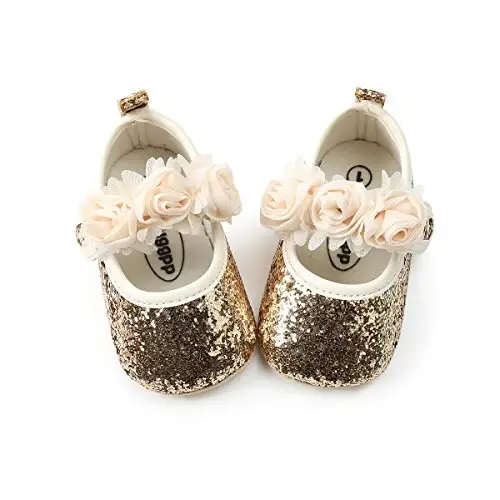 RVROVIC Baby Girl Moccasins Princess Sparkly Mary Jane Dresses Shoes Premium Lightweight Soft Sole Crib Shoes Toddler Shoes - 5