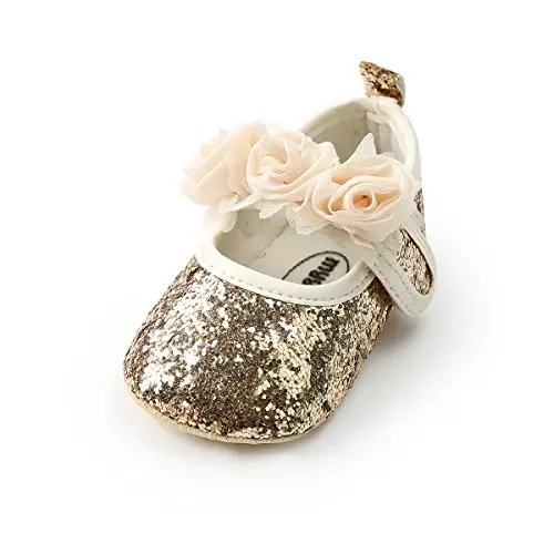 RVROVIC Baby Girl Moccasins Princess Sparkly Mary Jane Dresses Shoes Premium Lightweight Soft Sole Crib Shoes Toddler Shoes 