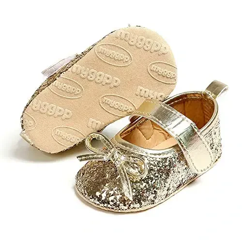 RVROVIC Baby Girl Moccasins Princess Sparkly Mary Jane Dresses Shoes Premium Lightweight Soft Sole Crib Shoes Toddler Shoes - 3