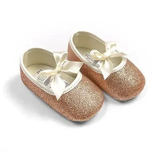 RVROVIC Baby Girl Moccasins Princess Sparkly Mary Jane Dresses Shoes Premium Lightweight Soft Sole Crib Shoes Toddler Shoes 