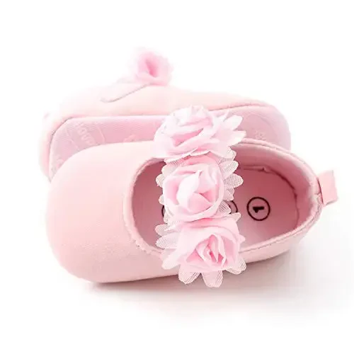 RVROVIC Baby Girl Moccasins Princess Sparkly Mary Jane Dresses Shoes Premium Lightweight Soft Sole Crib Shoes Toddler Shoes - 3