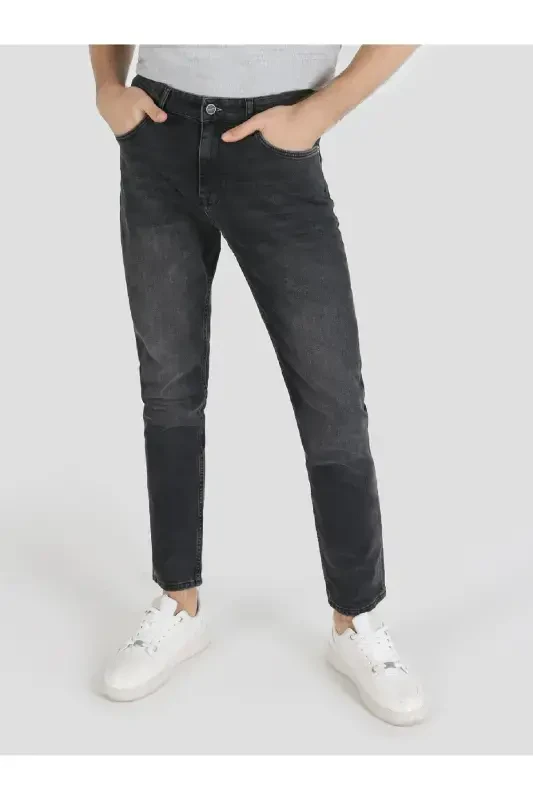 Ryan Super Slim Fit Yuqori Bel Tor Tiq Siliq Qora Erkak Shim Shimlar - 4