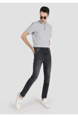 Ryan Super Slim Fit Yuqori Bel Tor Tiq Siliq Qora Erkak Shim Shimlar - 1