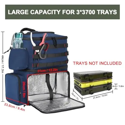 MATEIN Fishing Backpack, Water Resistant Fishing Tackle Box Bag with Rod Holders & Cooler, Gear Gifts for Men - 6