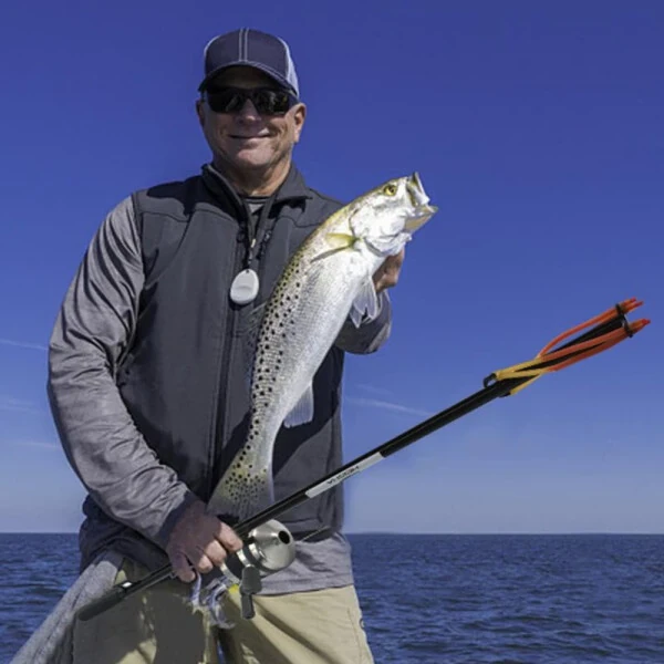 Рыболовная рогатка Runzkzy, снаряд для охоты на рыбу, наружная охота с резиновой лентой, дротик для рыбалки, катушка, длинная катапульта. - 11