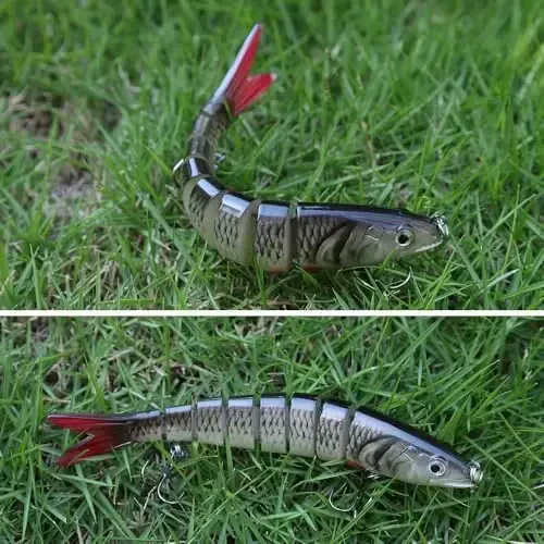 Рыболовный набор приманок Topwater Bass Рыболовные приманки Медленно тонущие плавающие приманки Многосекционный плавательный воблер Реалистичная жесткая приманка Форель Окунь - 3