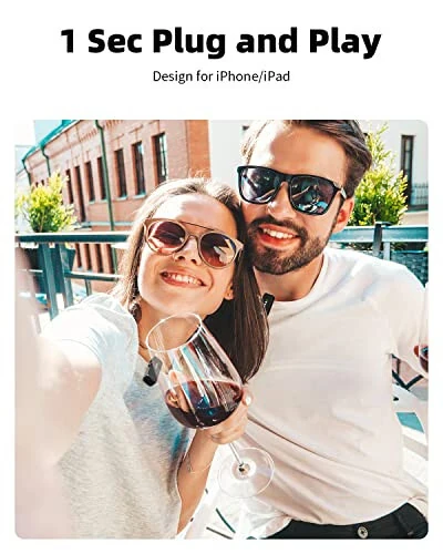 Rythflo Wireless Lavalier Microphone for iPhone 14/13/12 with Noise Cancellation, 100ft Transmission, 18H Battery Life, Lightning Lapel Microphone Wireless for Video Recording, Vlog, Streaming - 9