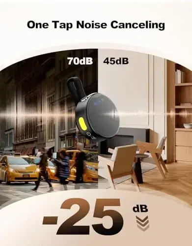 Rythflo Simsiz Mini Mikrofon Kamera/iPhone/Android/iPad/Noutbuk uchun, Zaryadlash qutisi bilan Lav Mik, AI shovqinni kamaytirish, 50 soatlik batareya, 230 fut masofa, Video yozish, YouTube, Vlog uchun Lavalier mikrofoni - 3