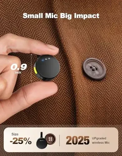 Rythflo Simsiz Mini Mikrofon Kamera/iPhone/Android/iPad/Noutbuk uchun, Zaryadlash qutisi bilan Lav Mik, AI shovqinni kamaytirish, 50 soatlik batareya, 230 fut masofa, Video yozish, YouTube, Vlog uchun Lavalier mikrofoni - 6