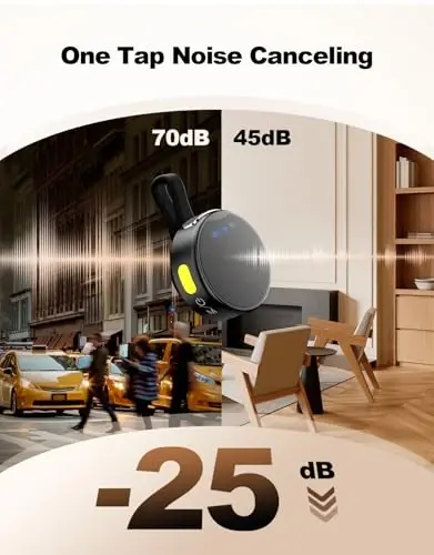 Rythflo Simsiz Mini Mikrofon Kamera/iPhone/Android/iPad/Noutbuk uchun, Zaryadlash qutisi bilan Lav Mik, AI shovqinni kamaytirish, 50 soatlik batareya, 230 fut masofa, Video yozish, YouTube, Vlog uchun Lavalier mikrofoni - 3