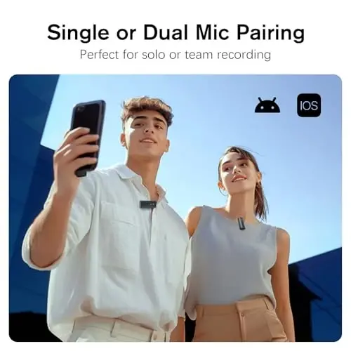 Rythflo Wireless Lavalier Microphone for iPhone/Android/iPad (2 TX + 2 RX + Charging Case), Mini Mic with Noise Reduction, 22H Battery, 131ft Range, Lapel Microphone for Video Recording, Vlog - RYTHFLO (1)