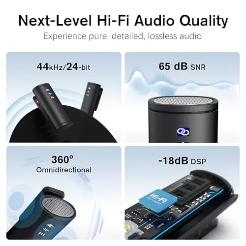 Rythflo Wireless Lavalier Microphone for iPhone/Android/iPad (2 TX + 2 RX + Charging Case), Mini Mic with Noise Reduction, 22H Battery, 131ft Range, Lapel Microphone for Video Recording, Vlog - 3