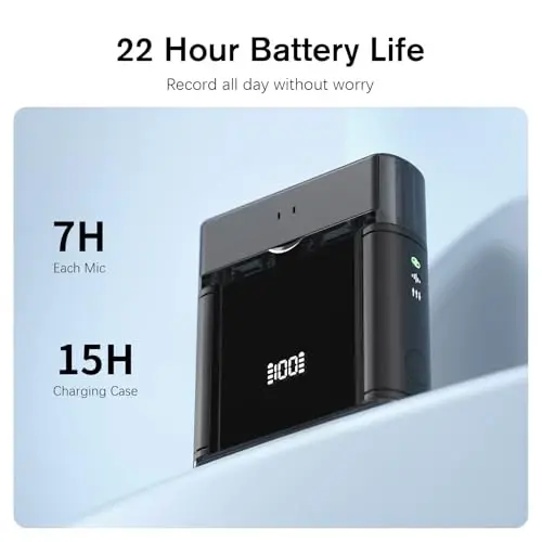 Rythflo Wireless Lavalier Microphone for iPhone/Android/iPad (2 TX + 2 RX + Charging Case), Mini Mic with Noise Reduction, 22H Battery, 131ft Range, Lapel Microphone for Video Recording, Vlog - 5