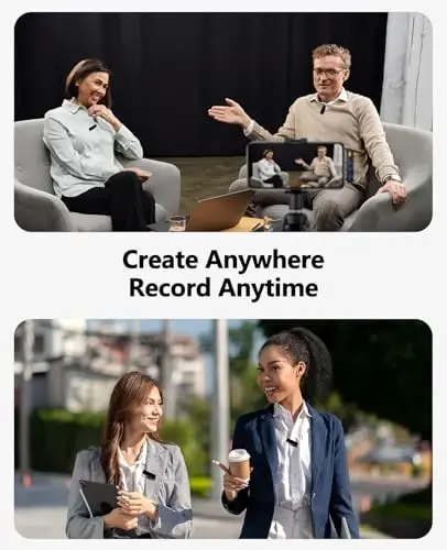 Rythflo Wireless Lavalier Microphone for iPhone/Android/iPad/Laptop Dual Lav Mic with Charging Case, AI Noise Reduction, 50H Battery, 230ft Range, Lapel Microphones for Video Recording, Vlogging - 5