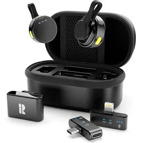 Rythflo Wireless Mini Microphone for Camera/iPhone/Android/iPad/Laptop, Lav Mic with Charging Case, AI Noise Reduction, 50H Battery, 230ft Range, Lavalier Microphone for Video Recording, YouTube, Vlog - RYTHFLO