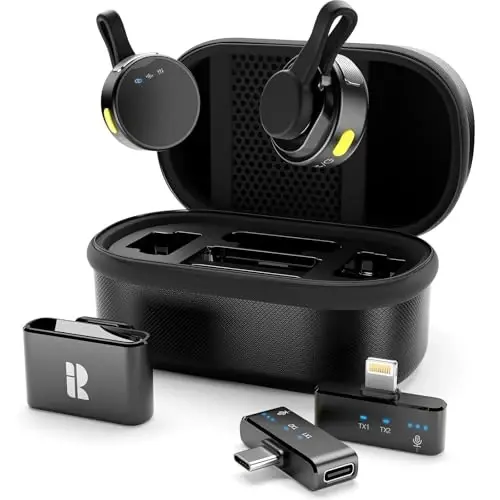 Rythflo Wireless Mini Microphone for Camera/iPhone/Android/iPad/Laptop, Lav Mic with Charging Case, AI Noise Reduction, 50H Battery, 230ft Range, Lavalier Microphone for Video Recording, YouTube, Vlog - 1