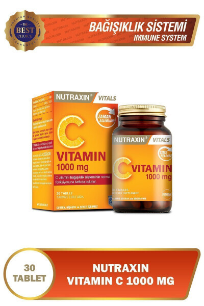 S vitamini 1000 Mg - S vitamini ombori vaqti bilan chiqarilgan 30 ta tabletka - NUTRAXIN