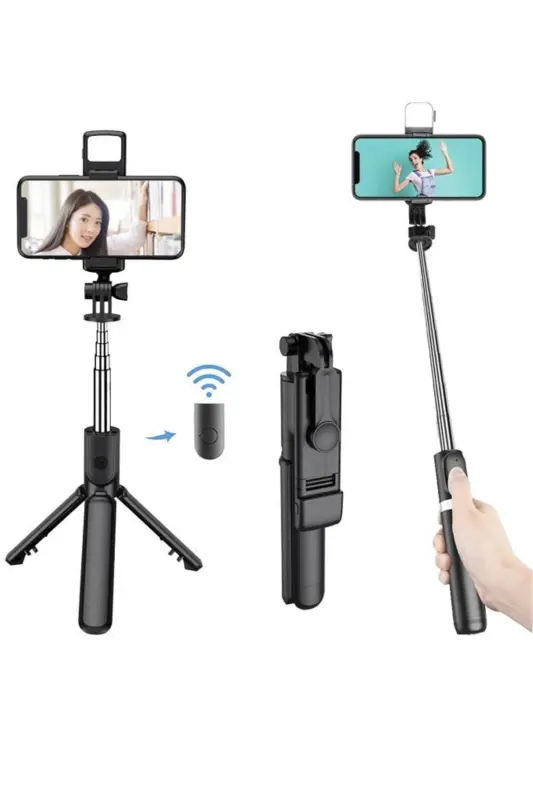 Tripod Kumandalı Kablosuz Selfie Çubuğu S03 Siyah - 2