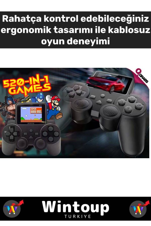 S10 Mini Uzaktan Kumanda Kolları El Konsolu 520 Oyunları AV Çıkışı Video İki Oyuncu Hediyelik Retro - 2