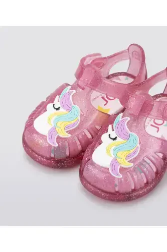 S10279 Tobby Unicorn Kız Çocuk Simli Pembe Sandalet-057 - 1