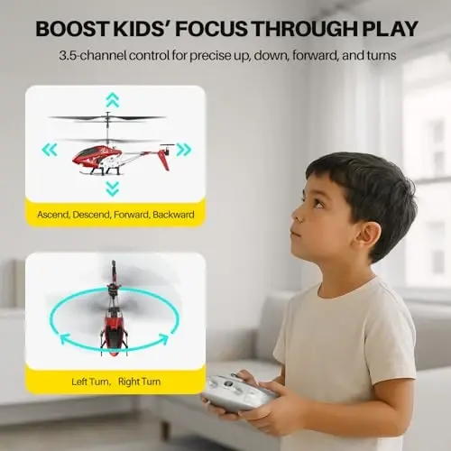 S107H-E RC Helicopter with Altitude Hold, 3.5 Channel, Gyro Stabilizer - For Kids and Beginners - 3