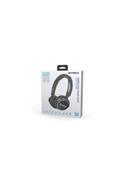 S16 Black Wireless Bluetooth Headphones with Memory Card Slot - 3