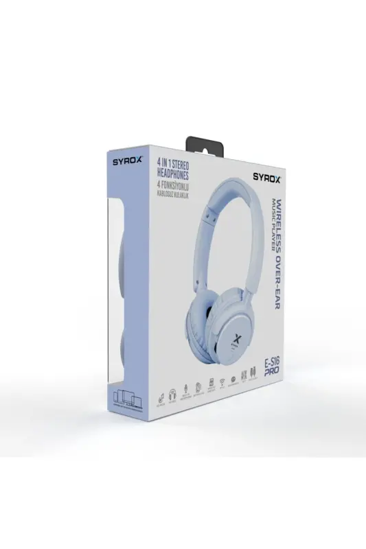 S16 Bluetooth Headphone with Memory Card - Light Blue - 2