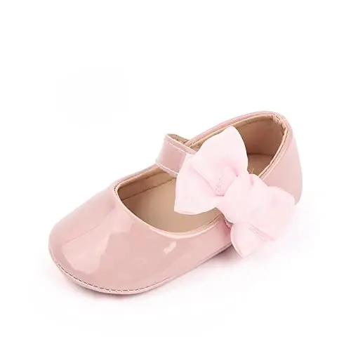 SABATUTU Infant Baby Girls Princess Wedding Dress Mary Jane Flats,Toddler Soft Sole Prewalker Sparkly Lightweight Shoes - 1
