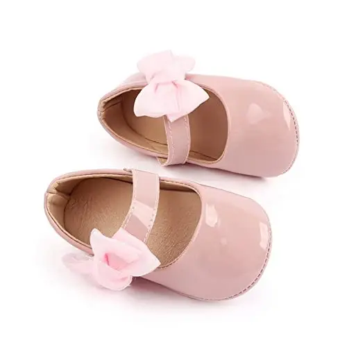 SABATUTU Infant Baby Girls Princess Wedding Dress Mary Jane Flats,Toddler Soft Sole Prewalker Sparkly Lightweight Shoes - 2