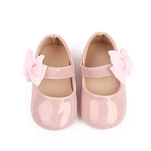 SABATUTU Infant Baby Girls Princess Wedding Dress Mary Jane Flats,Toddler Soft Sole Prewalker Sparkly Lightweight Shoes - 5