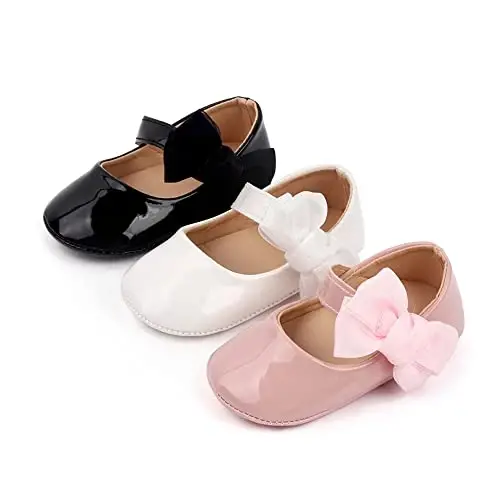 SABATUTU Infant Baby Girls Princess Wedding Dress Mary Jane Flats,Toddler Soft Sole Prewalker Sparkly Lightweight Shoes - 6