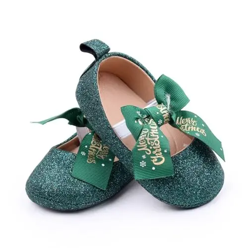 SABATUTU Infant Baby Girls Princess Wedding Dress Mary Jane Flats,Toddler Soft Sole Prewalker Sparkly Lightweight Shoes - SABATUTU